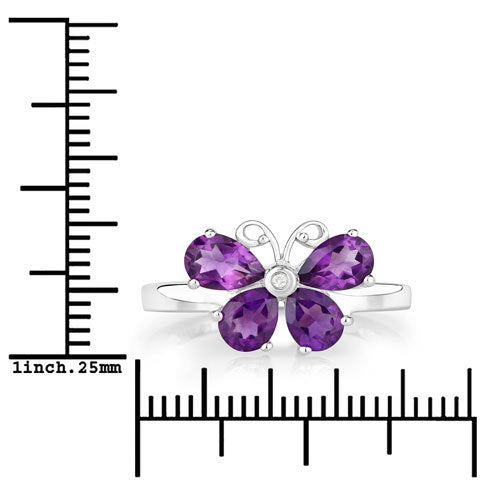 1.35 Carat Genuine Amethyst and Created White Sapphire .925 Sterling Silver Ring by Bids.com