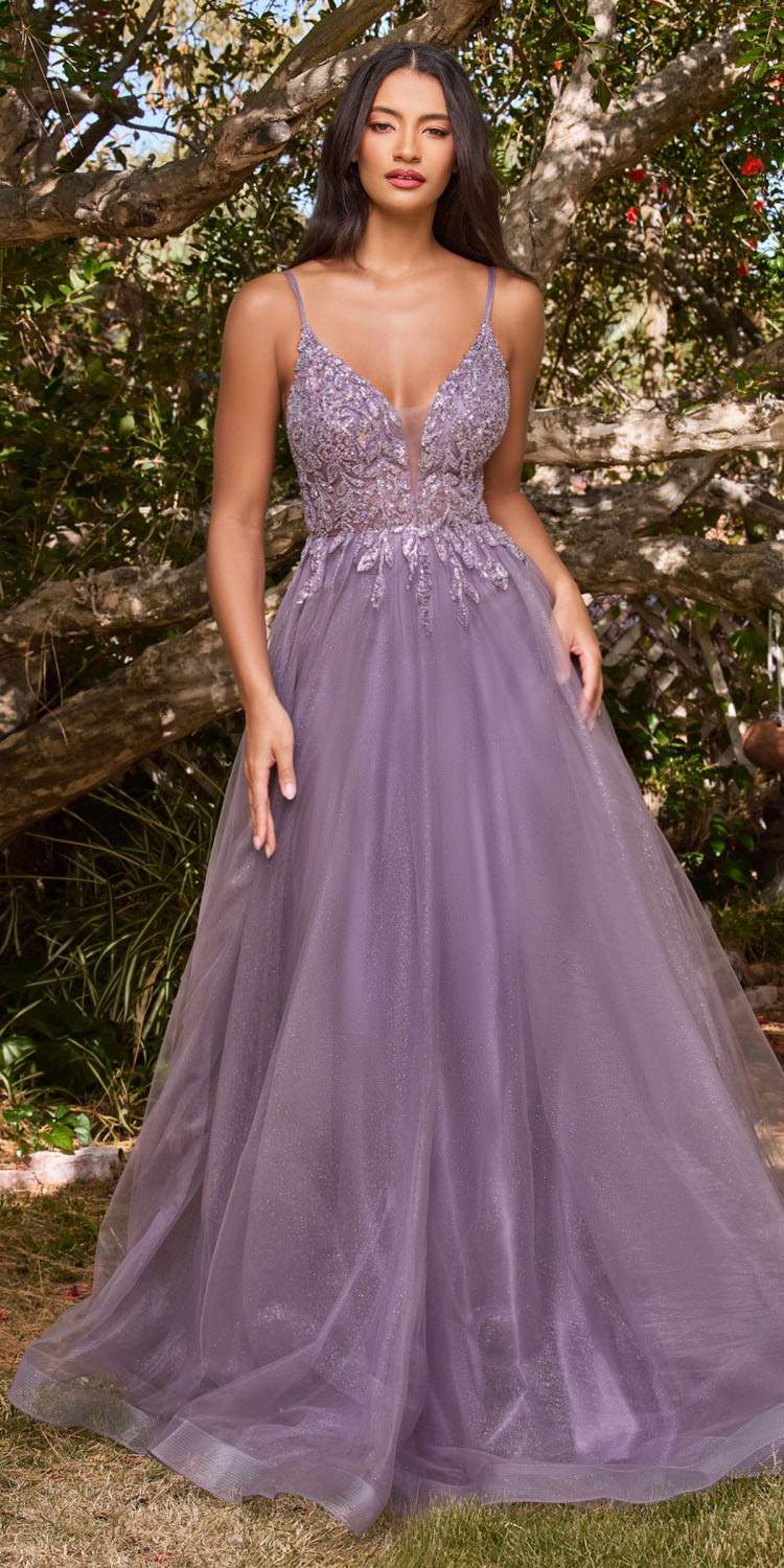 Cinderella Divine CD0154 Long Dress Beaded Applique Bodice Layered Tulle Skirt by DiscountDressShop