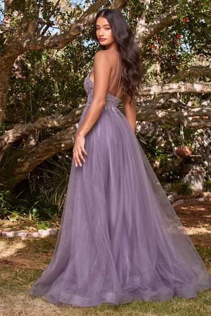 Cinderella Divine CD0154 Long Dress Beaded Applique Bodice Layered Tulle Skirt by DiscountDressShop
