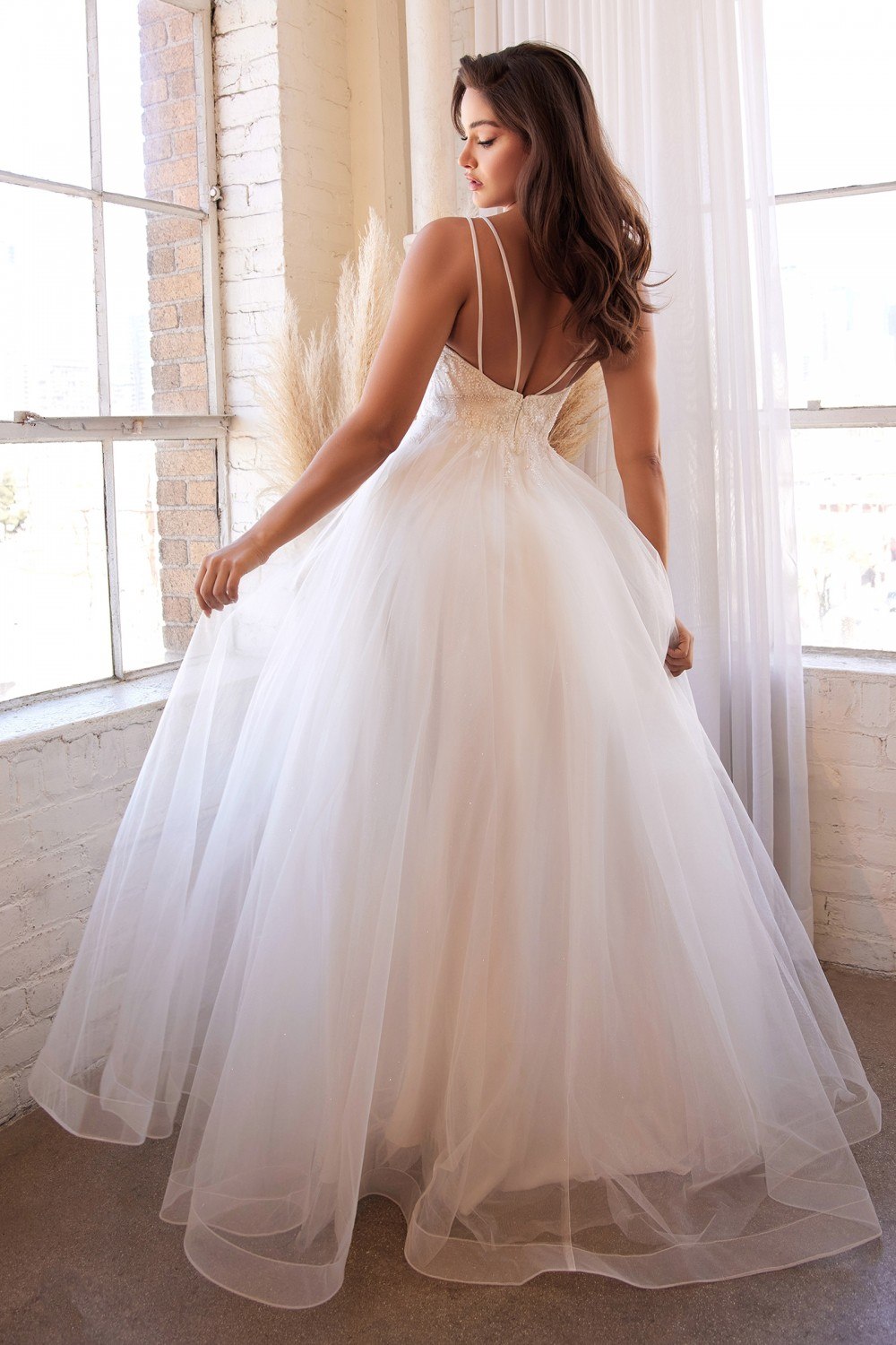 Cinderella Divine CD0154W Long Layered Tulle Dress Beaded Applique Bodice by DiscountDressShop