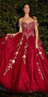 Cinderella Divine CD0185 Off The Shoulder Layered Tulle Ball Gown by DiscountDressShop