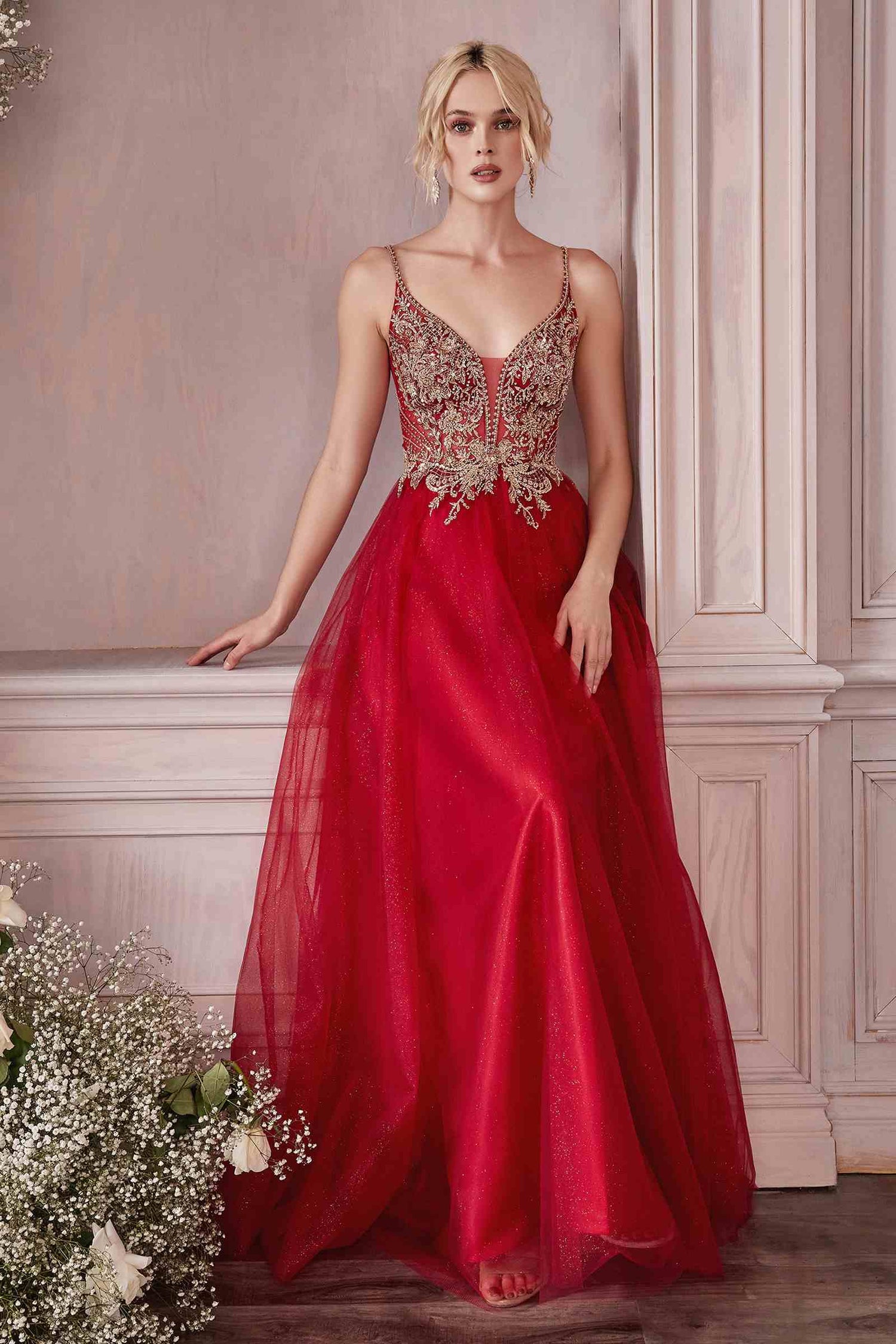 Cinderella Divine CD0195 Dress Long A-Line Layered Tulle Gown by DiscountDressShop