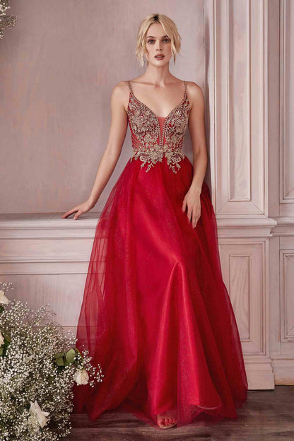 Cinderella Divine CD0195 Dress Long A-Line Layered Tulle Gown by DiscountDressShop