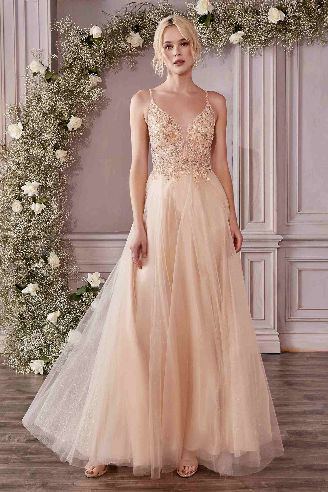 Cinderella Divine CD0195 Dress Long A-Line Layered Tulle Gown by DiscountDressShop