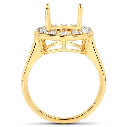 0.42 Carat Genuine White Diamond 14K Yellow Gold Semi Mount Ring - holds 11x9mm Oval Gemstone by Bids.com
