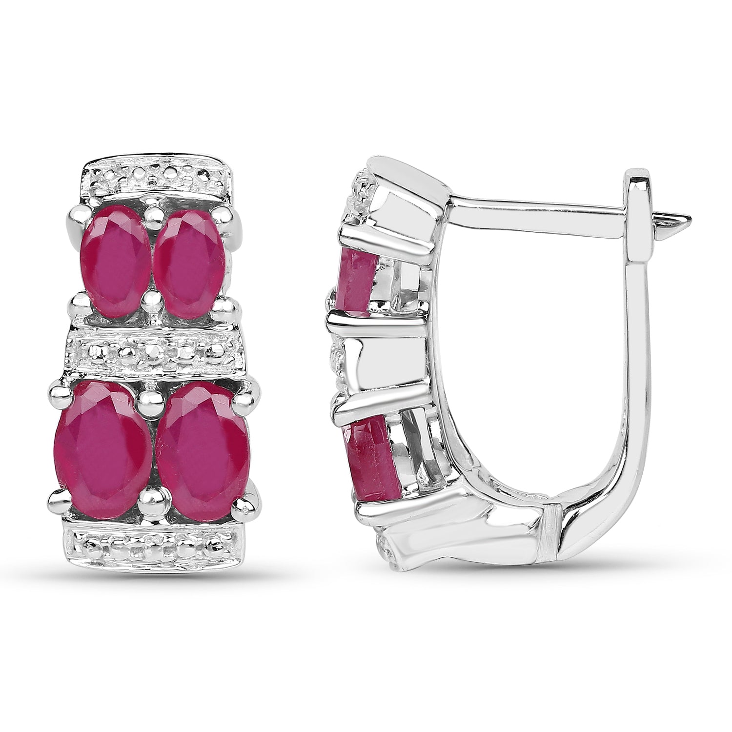 3.20 Carat Glass Filled Ruby .925 Sterling Silver Earrings by Bids.com