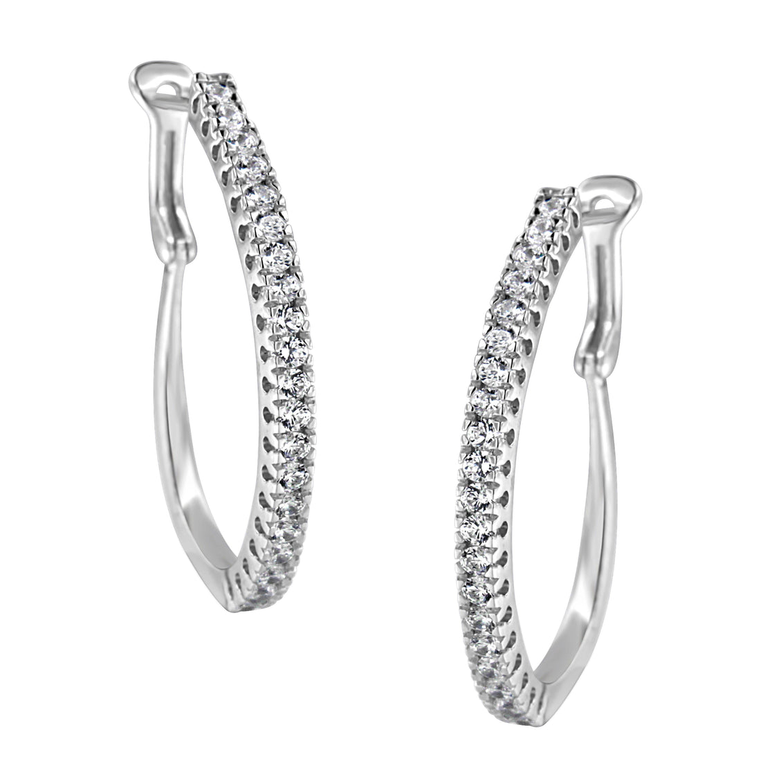 10KT White Gold 1 cttw Diamond Hoop Earrings (I-J Clarity, I2-I3 Color) by Bids.com