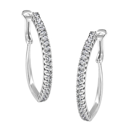 10KT White Gold 1 cttw Diamond Hoop Earrings (I-J Clarity, I2-I3 Color) by Bids.com