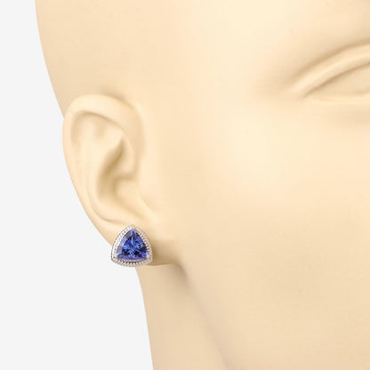 4.24 Carat Genuine Tanzanite 14K White Gold Earrings by Bids.com