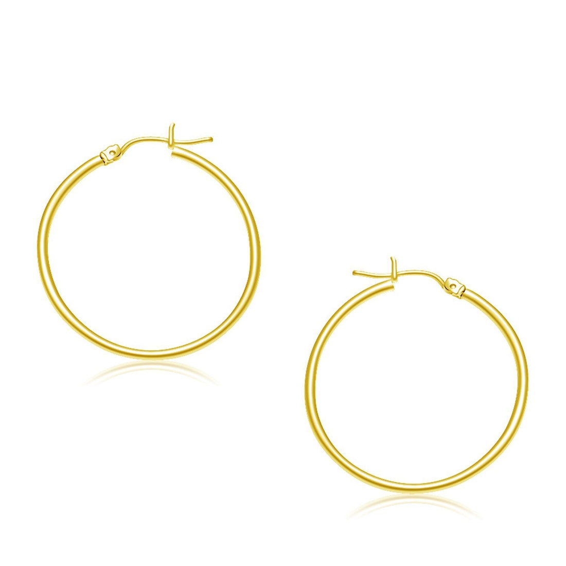 10k Yellow Gold Polished Hoop Earrings (30 mm) by Bids.com