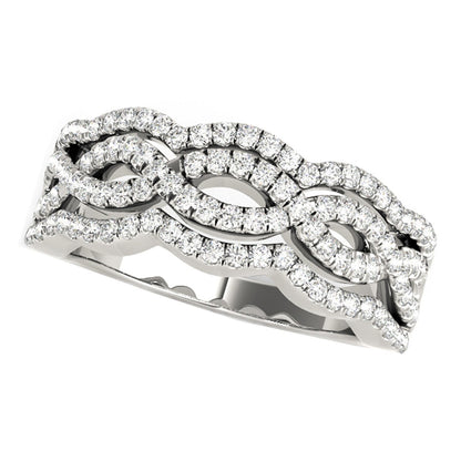 Diamond Studded Ring with Four Curves in 14k White Gold (5/8 cttw) by Bids.com