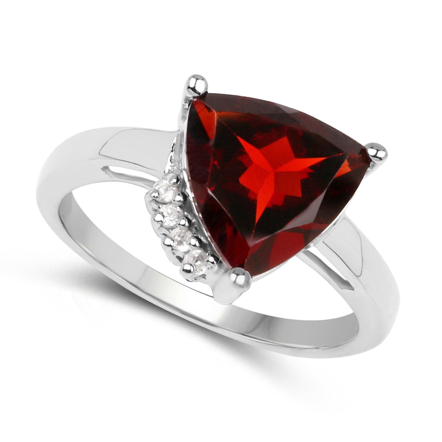 3.56 Carat Genuine Garnet and White Topaz .925 Sterling Silver Ring by Bids.com