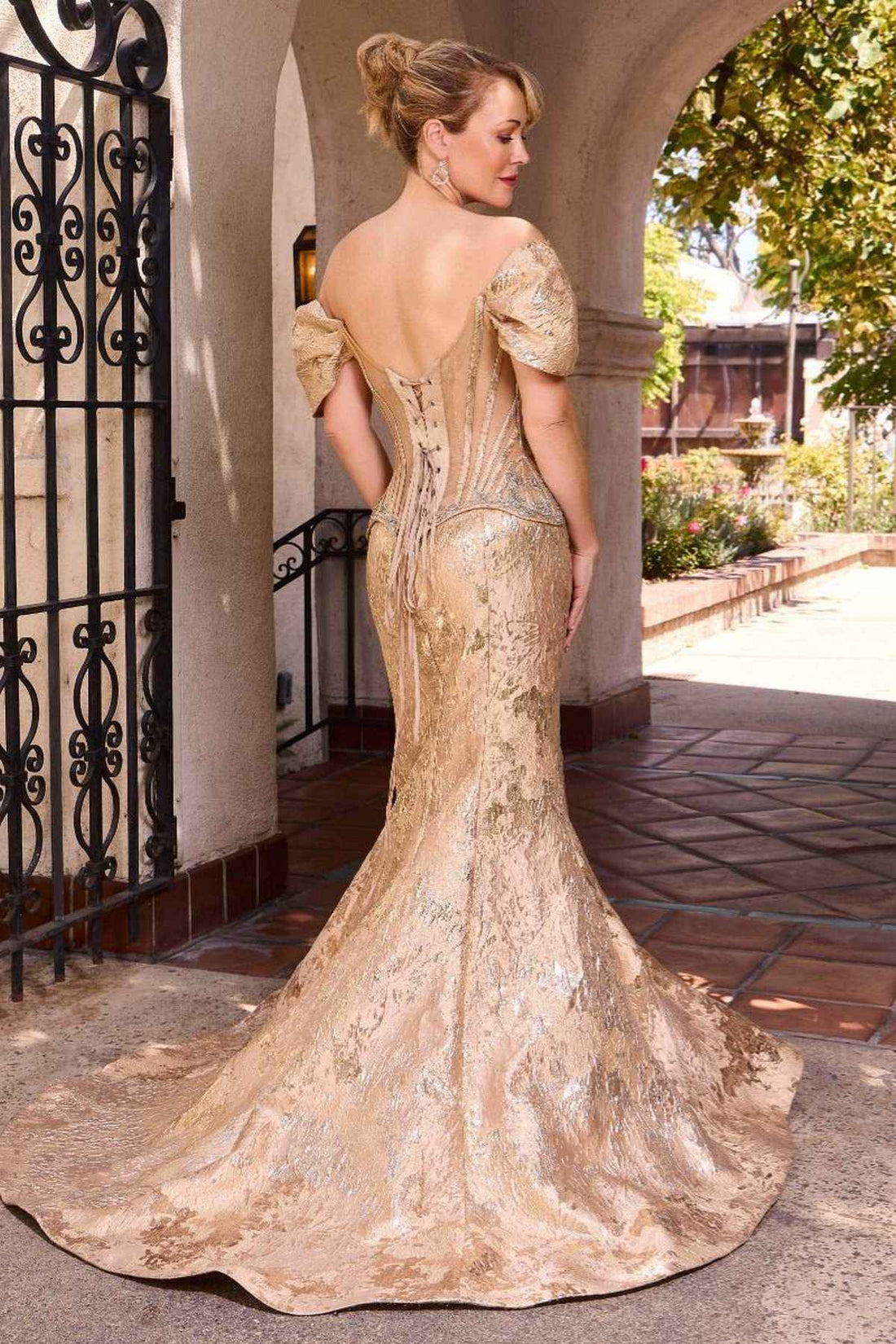Ladivine CD641 Couture Inspired Off Shoulder Fitted Mermaid Gown  DestGlow