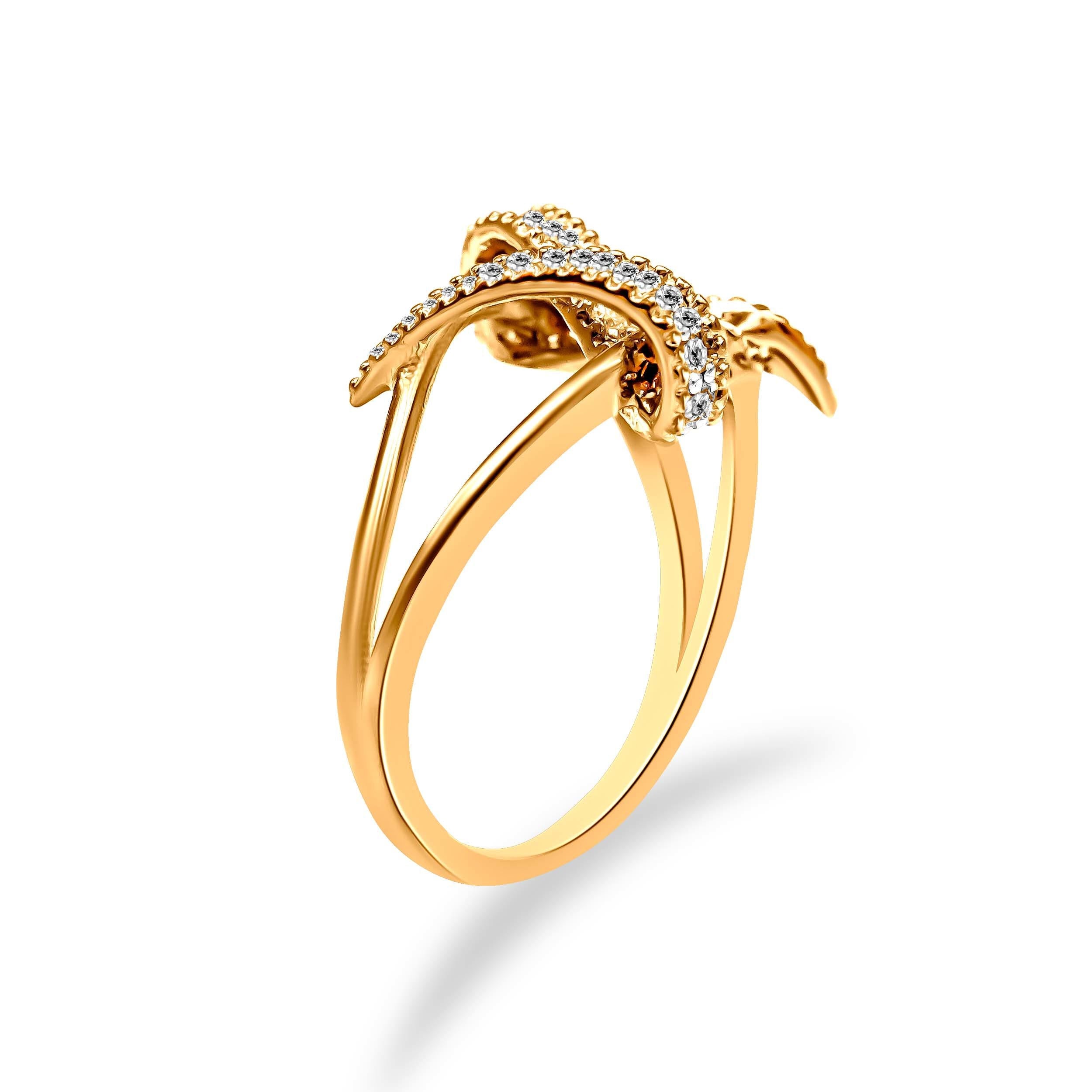 14K Yellow Gold Plated .925 Sterling Silver 1/4 Cttw Diamond Interlocking Bypass Ring (I-J Color, I1-I2 Clarity) - Size 7 by Bids.com
