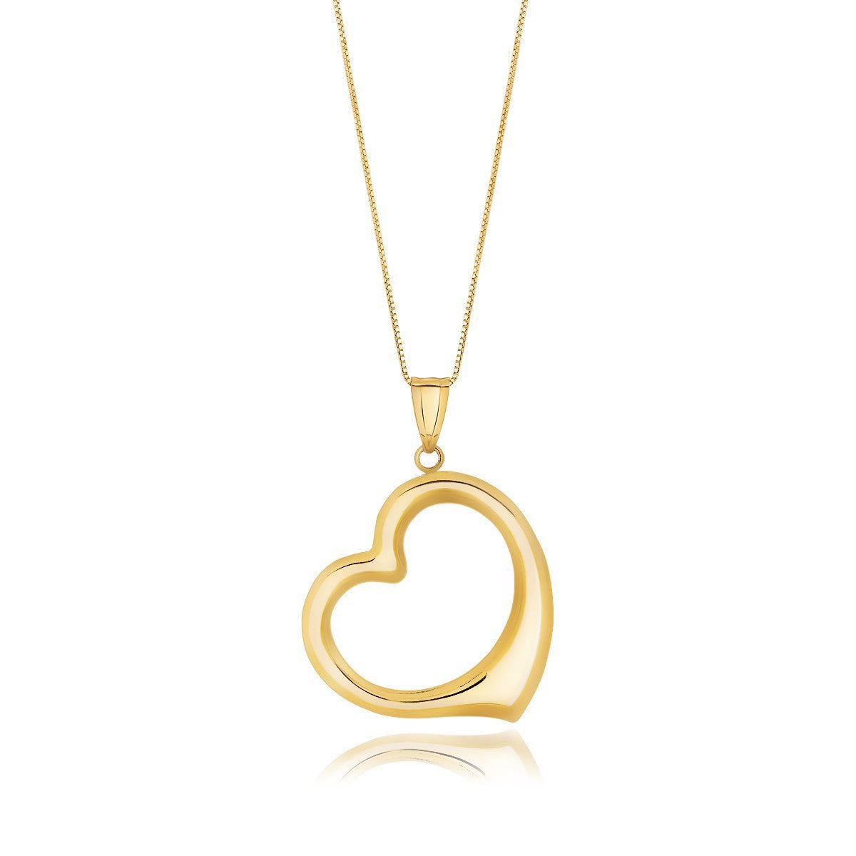 14k Yellow Gold Floating Heart Drop Pendant  DestGlow