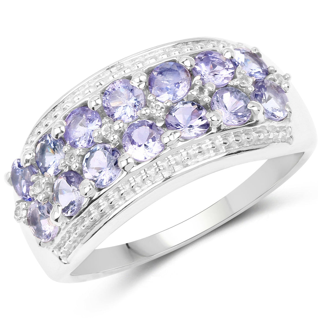 1.44 Carat Genuine Tanzanite &amp; White Topaz .925 Sterling Silver Ring by Bids.com