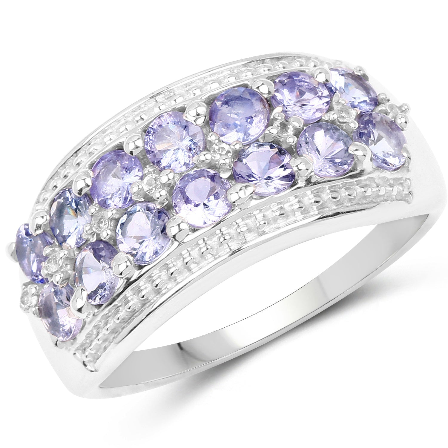 1.44 Carat Genuine Tanzanite &amp; White Topaz .925 Sterling Silver Ring by Bids.com