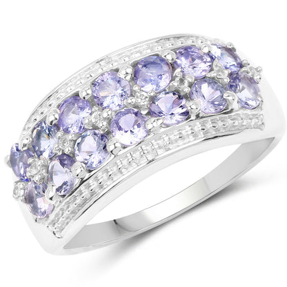1.44 Carat Genuine Tanzanite &amp; White Topaz .925 Sterling Silver Ring by Bids.com
