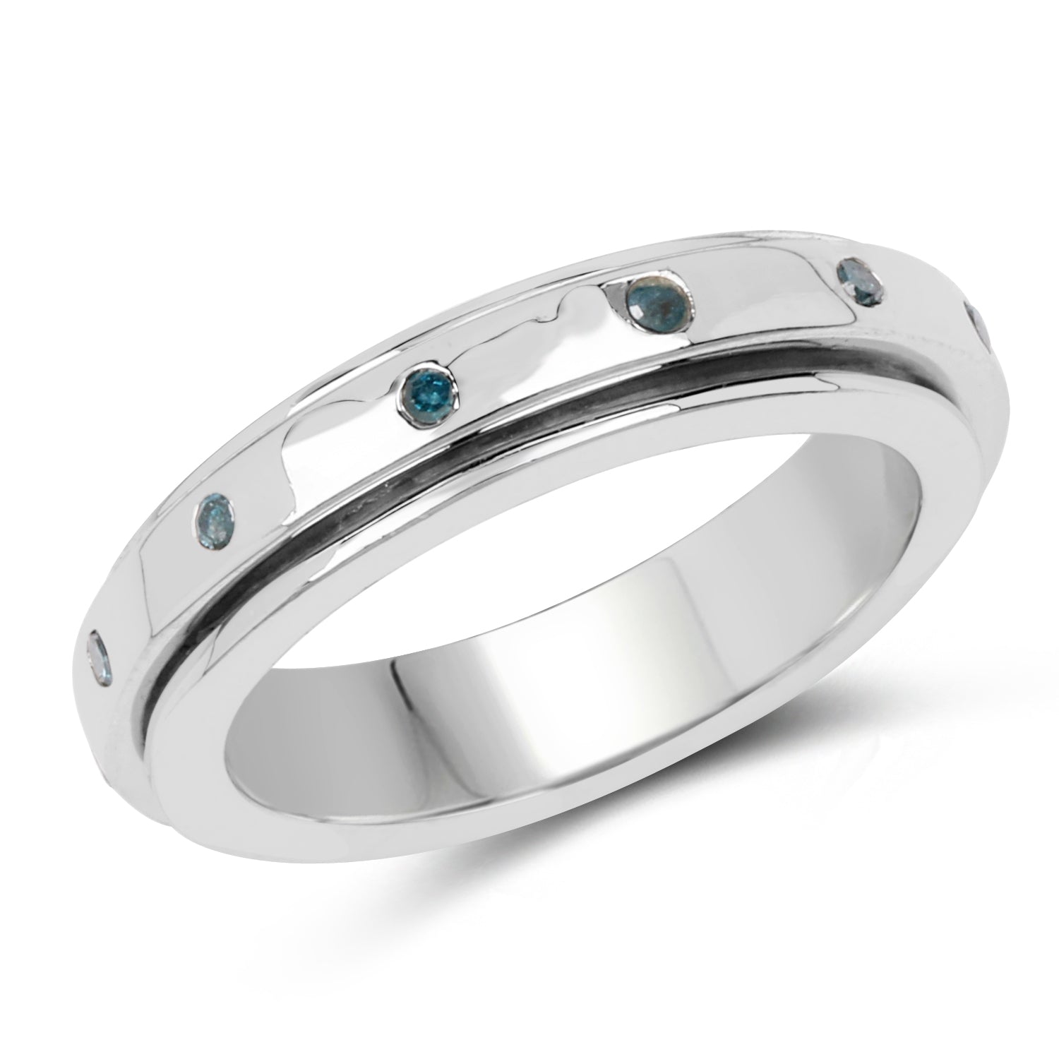 0.14 Carat Genuine Blue Diamond .925 Sterling Silver Ring by Bids.com