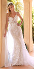 Cinderella Divine CD931W Lace Wedding Gown Sheer Overlay Lace Applique by DiscountDressShop