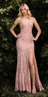 Cinderella Divine CD967 Long Fitted Lace Applique Sheath Gown - DestGlow