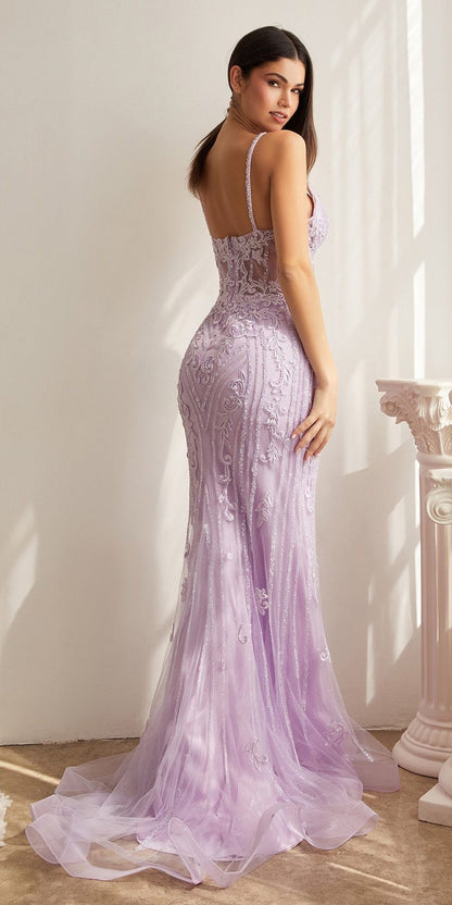 Cinderella Divine CD992 Floor Length Embellished Fitted Mermaid Gown by DiscountDressShop