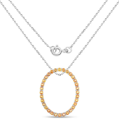 2.88 Carat Genuine Orange Sapphire .925 Sterling Silver Pendant  DestGlow