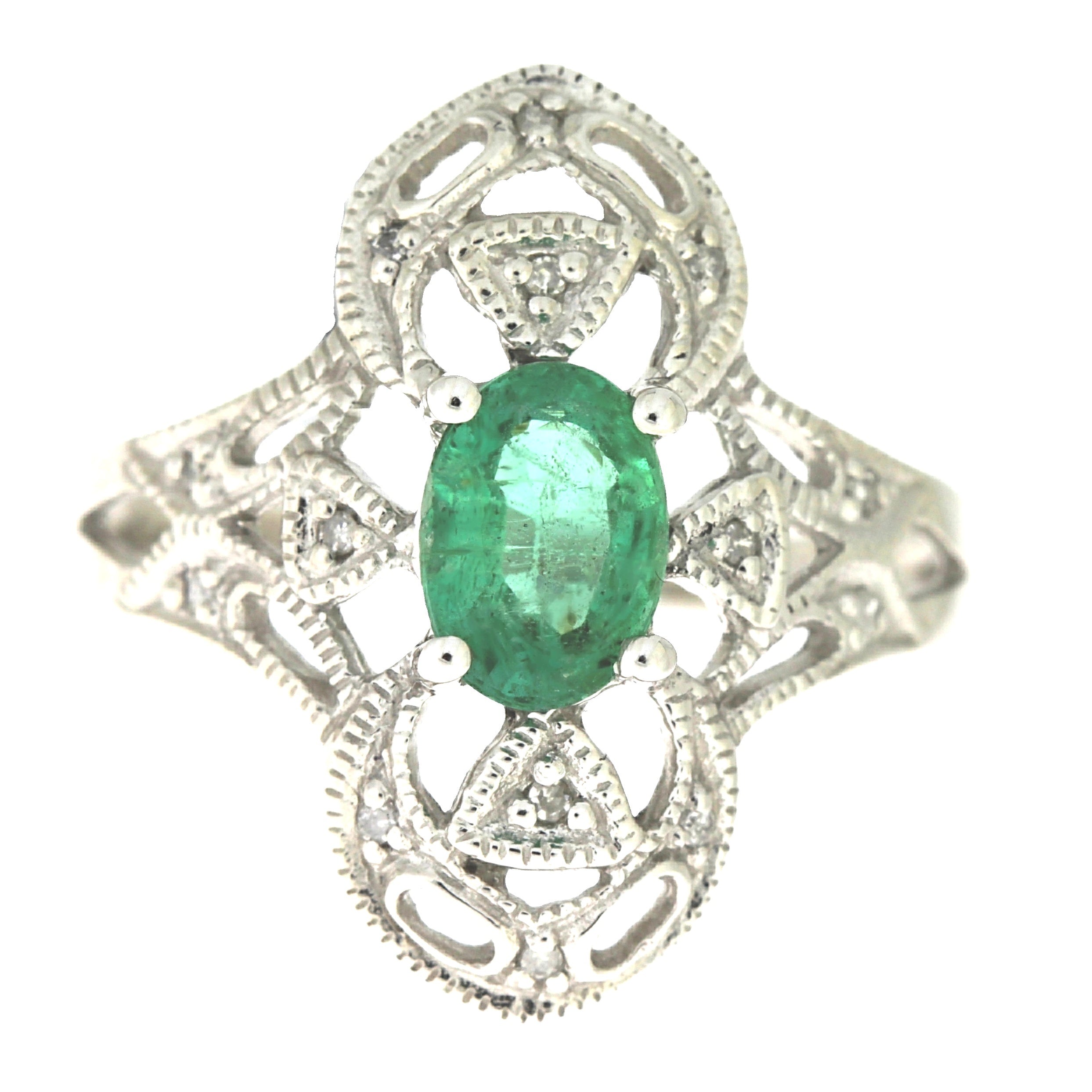 Genuine .70ct Emerald Diamond Ring 10KT White Gold by Bids.com