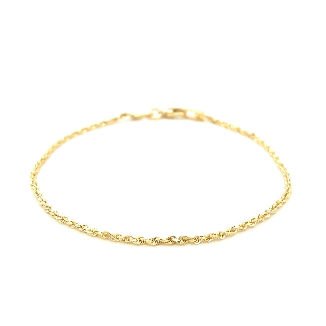 10k Yellow Gold Solid Diamond Cut Rope Bracelet 1.5mm by Bids.com
