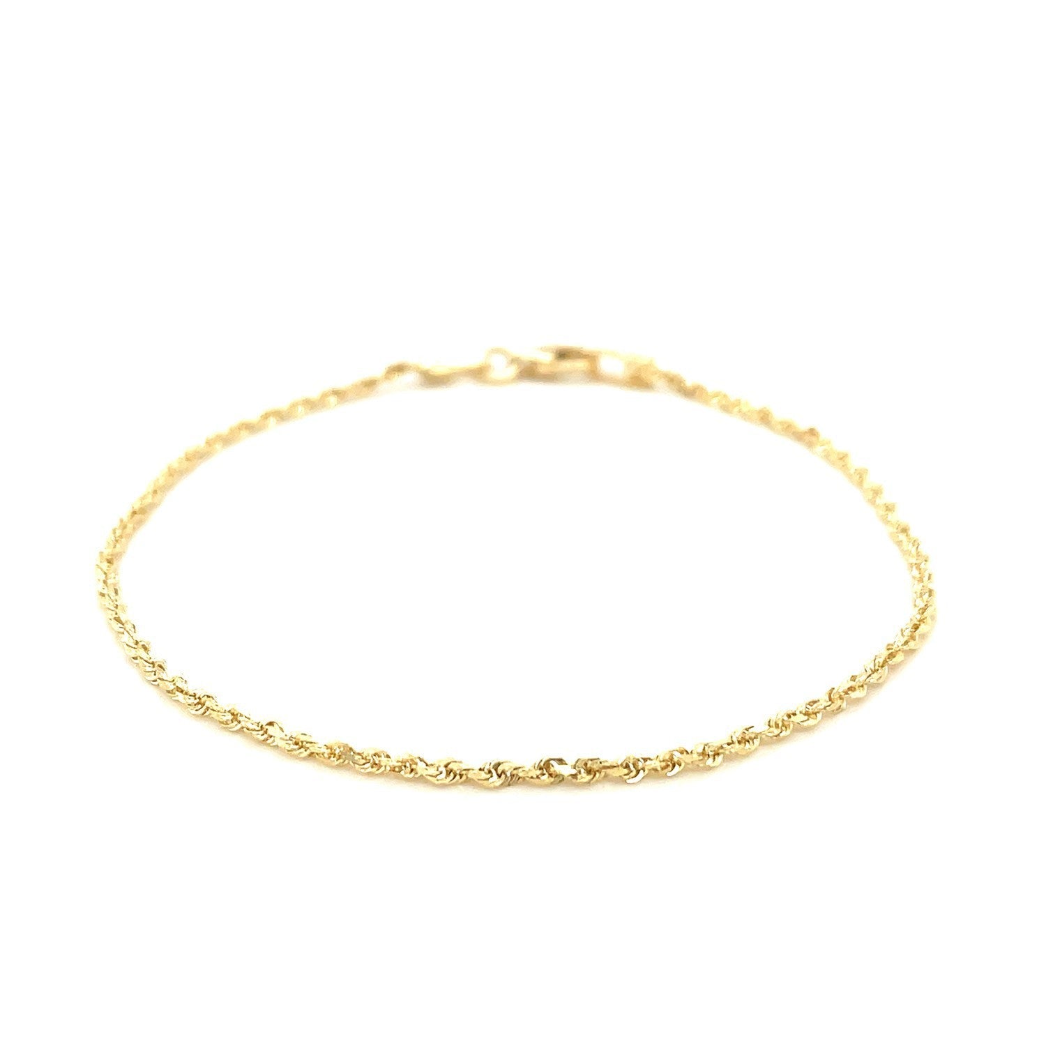 10k Yellow Gold Solid Diamond Cut Rope Bracelet 1.5mm by Bids.com
