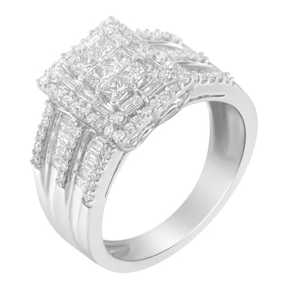 10K White Gold Diamond Cluster Ring (1 cttw, H-I Color, I1-I2 Clarity) by Bids.com