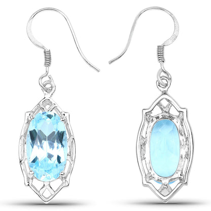13.68 Carat Genuine Blue Topaz .925 Sterling Silver Earrings by Bids.com