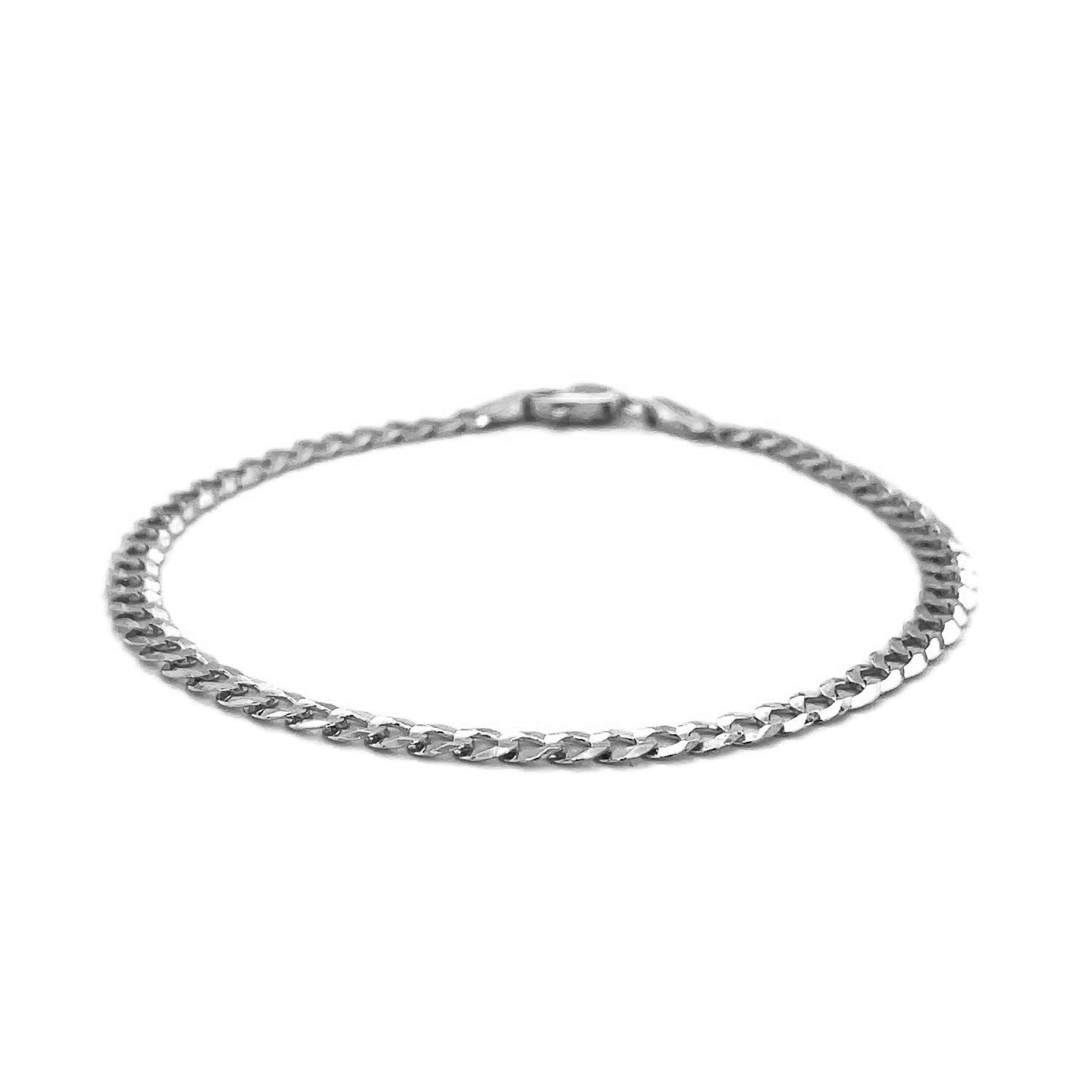 3.6mm 14k White Gold Solid Curb Bracelet by Bids.com