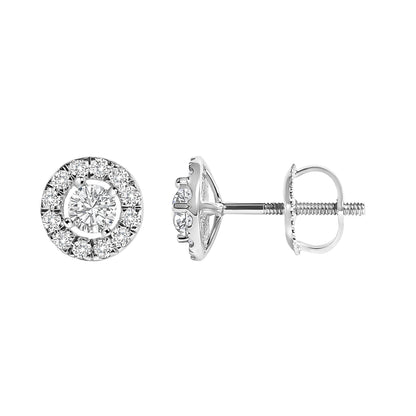 14K White Gold 3/4 Cttw Lab-Grown Diamond Floating Halo Stud Earring (F-G Color, VS1-VS2 Clarity) by Bids.com