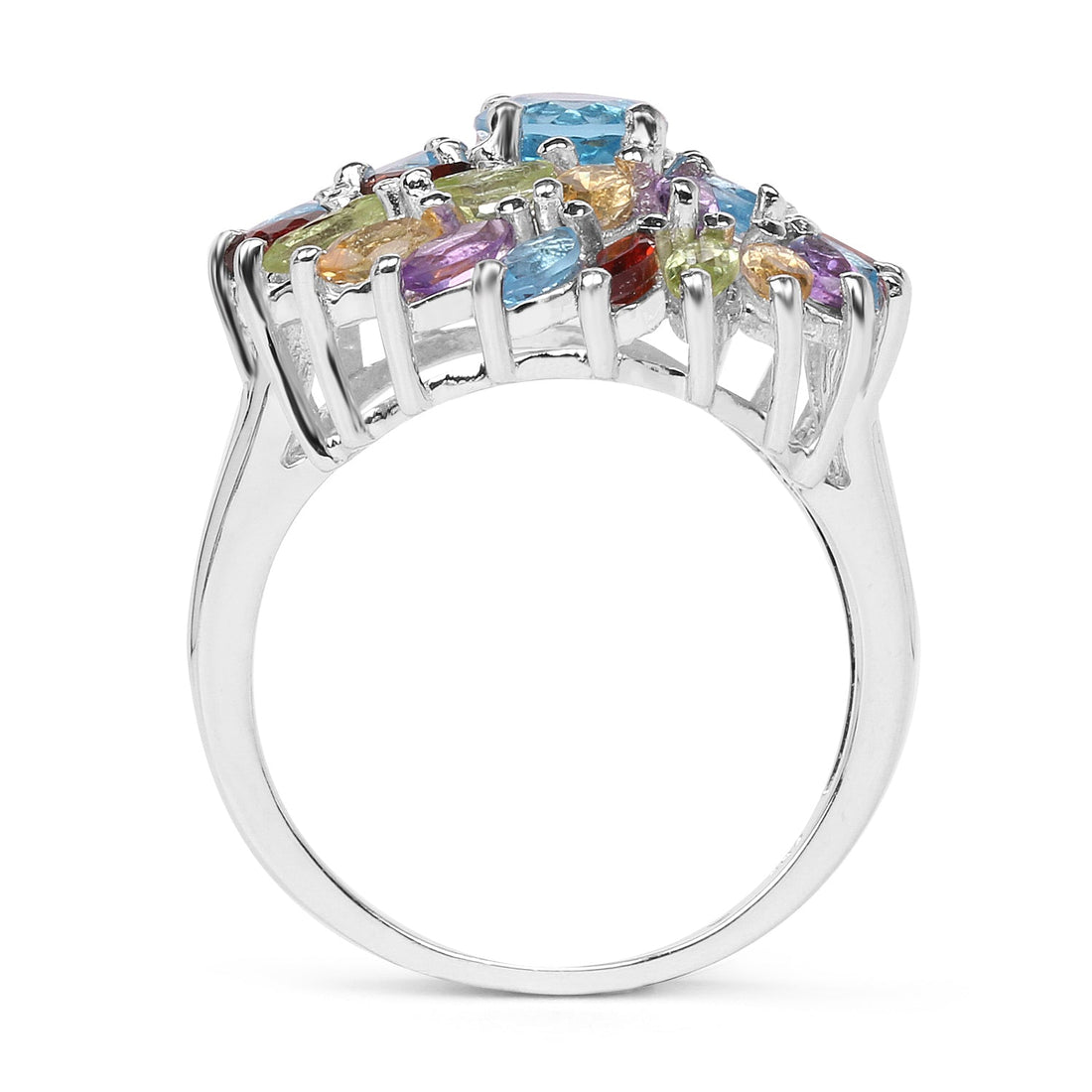 3.70 Carat Genuine Multi Stone .925 Sterling Silver Ring by Bids.com