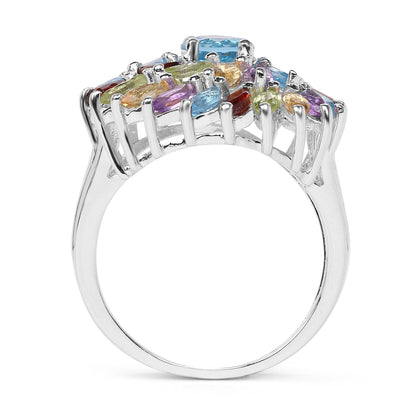 3.70 Carat Genuine Multi Stone .925 Sterling Silver Ring by Bids.com