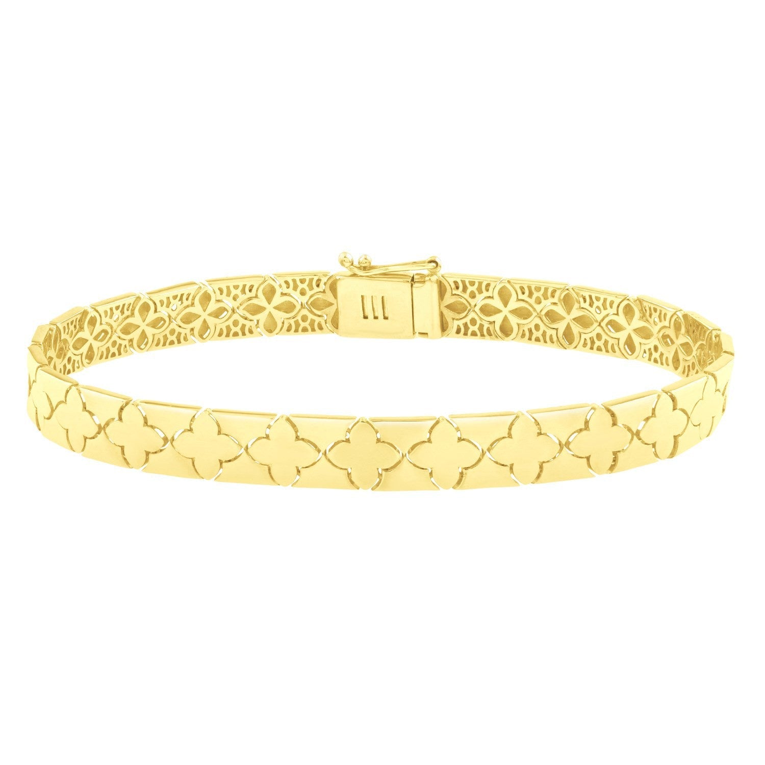 14k Yellow Gold 7 inch Clover Bracelet (6.50 mm) by Bids.com
