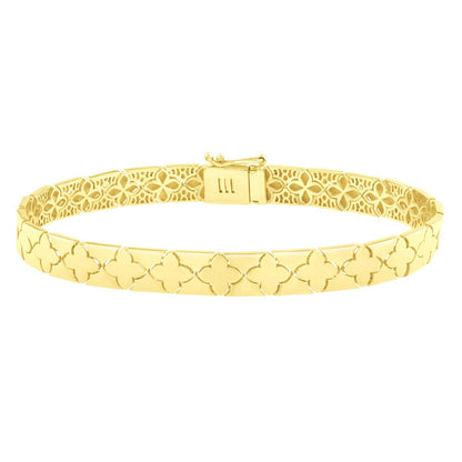 14k Yellow Gold 7 inch Clover Bracelet (6.50 mm) by Bids.com