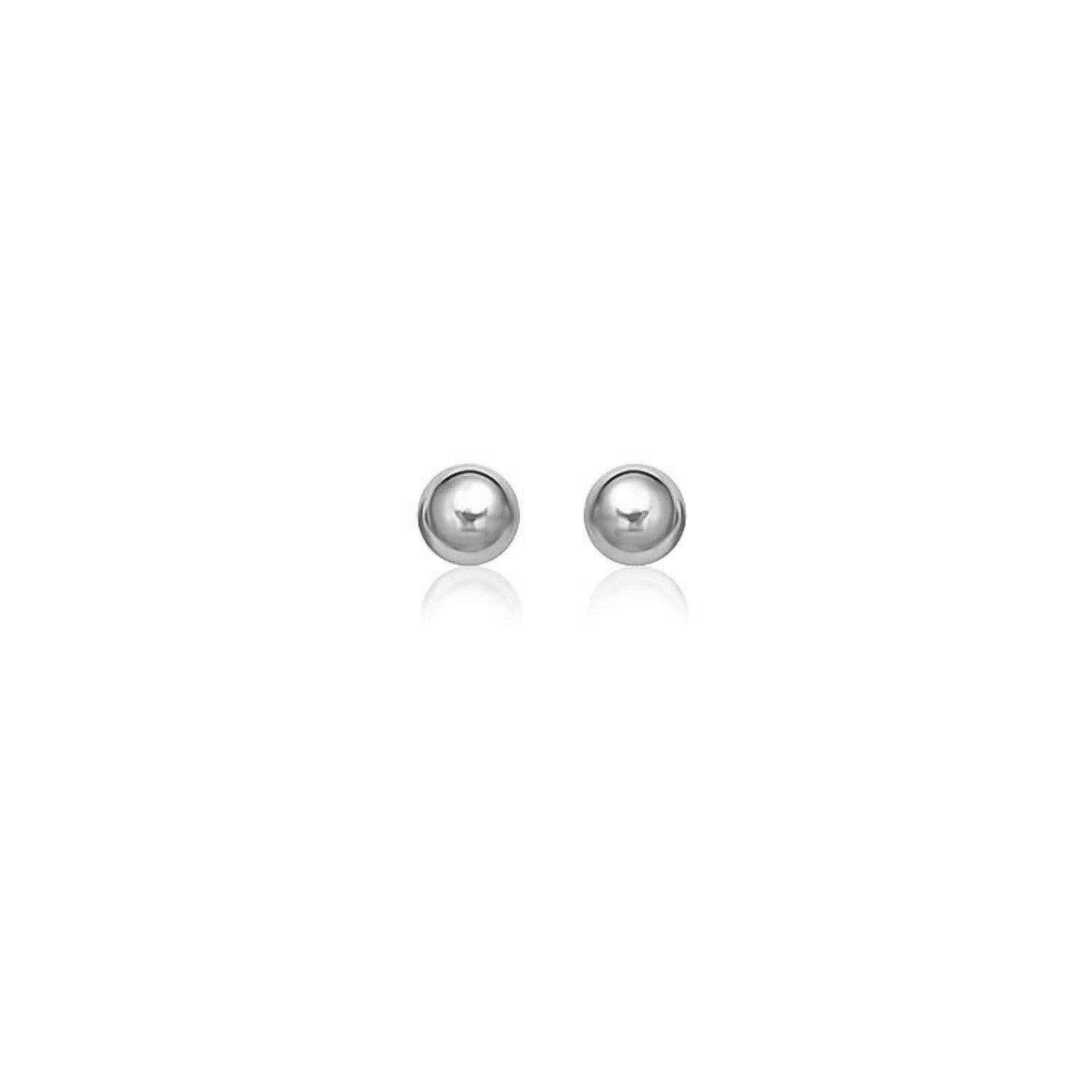 14k White Gold Classic Round Stud Earrings (6.0 mm) by Bids.com