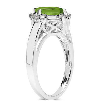 2.01 Carat Genuine Peridot &amp; White Topaz .925 Sterling Silver Ring by Bids.com