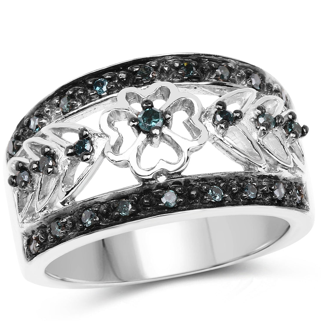 0.31 Carat Genuine Blue Diamond .925 Sterling Silver Ring by Bids.com