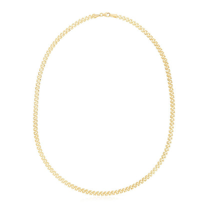 14k Yellow Gold High Polish The Textured Fancy Chain Necklace (4mm) by Bids.com