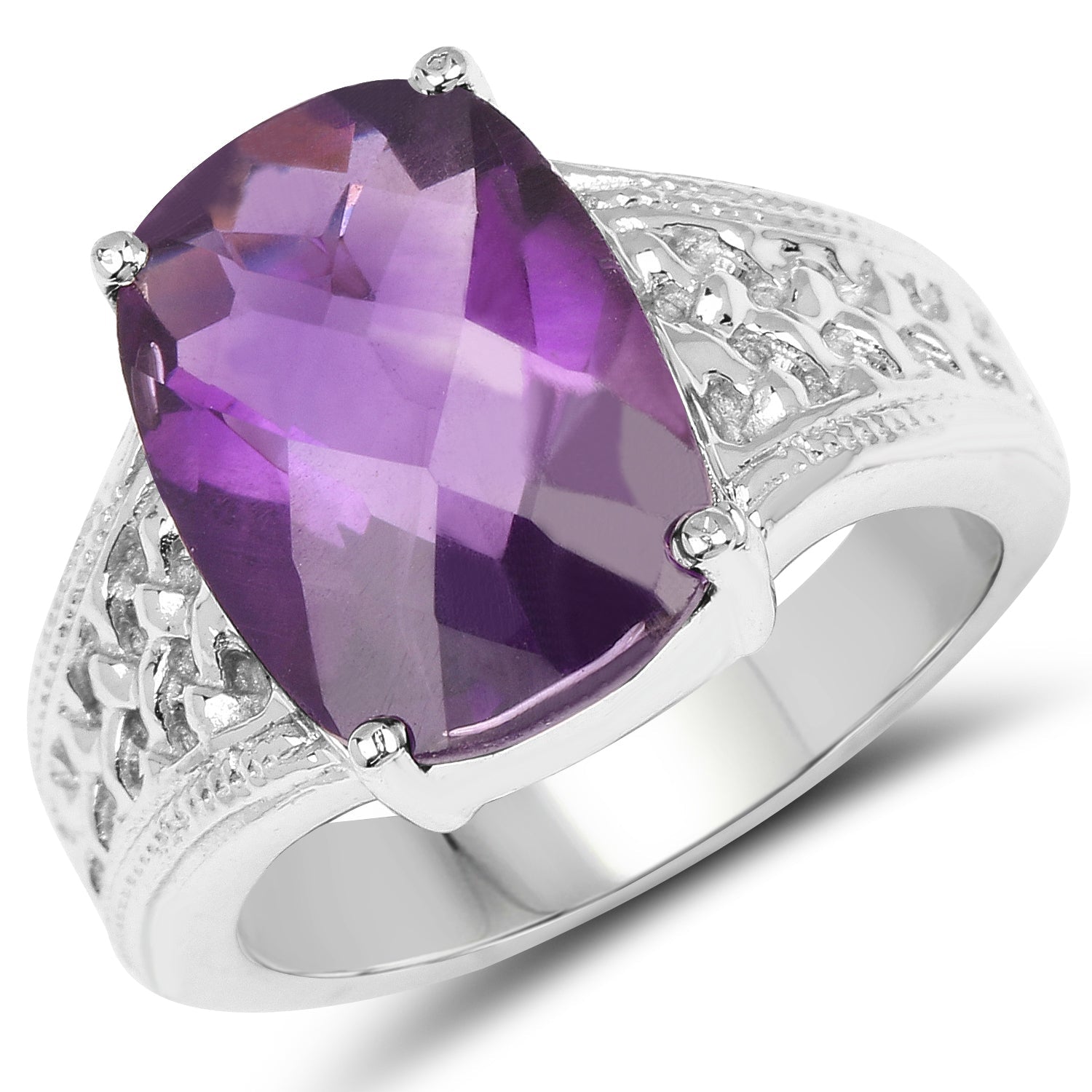 6.50 Carat Genuine Amethyst .925 Sterling Silver Ring by Bids.com