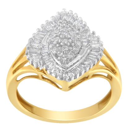 10K Yellow Gold Diamond Cocktail Ring (1/2 Cttw, J-K Color, I2-I3 Clarity) - Size 6-1/2 by Bids.com