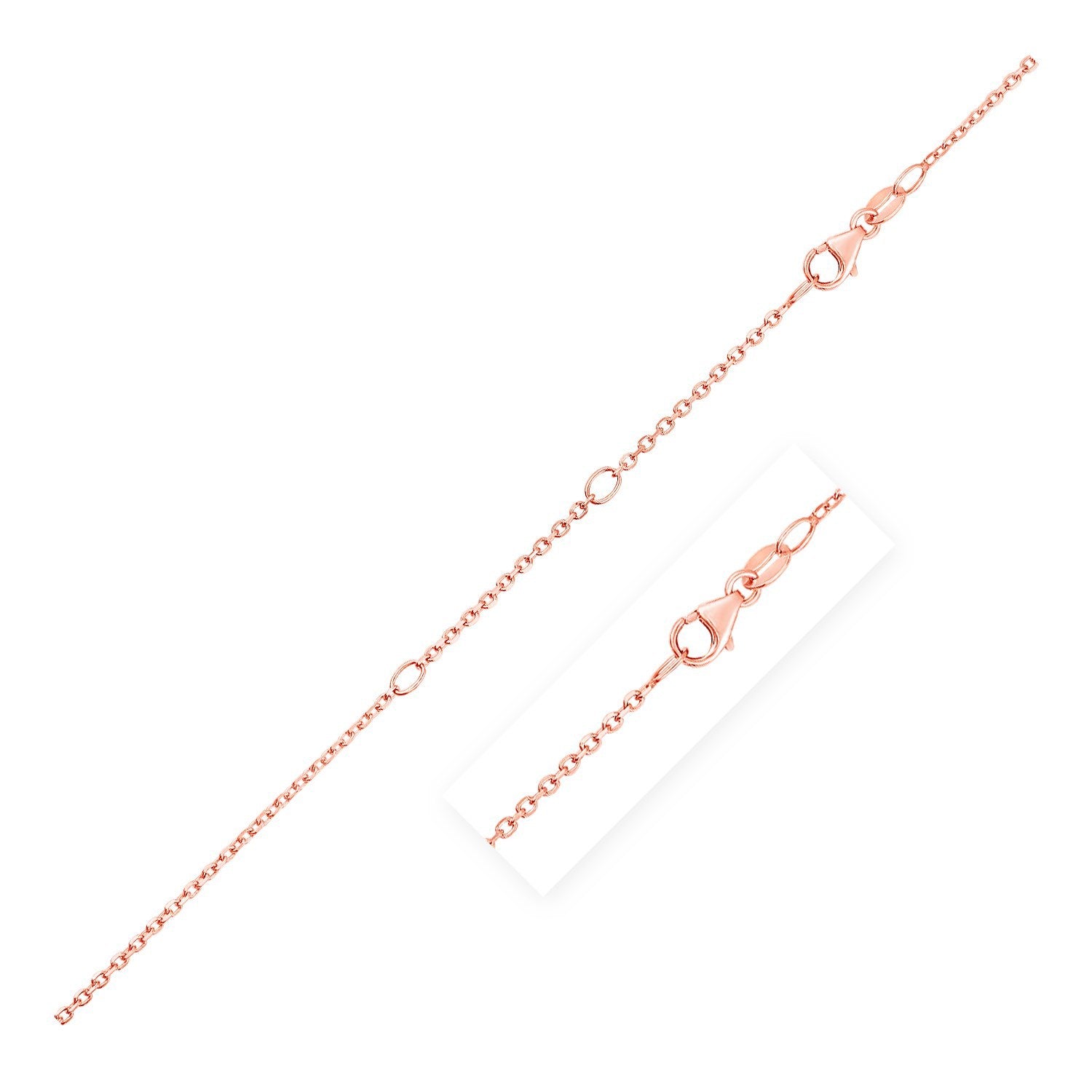 Double Extendable Cable Chain in 14k Rose Gold (1.2mm) by Bids.com