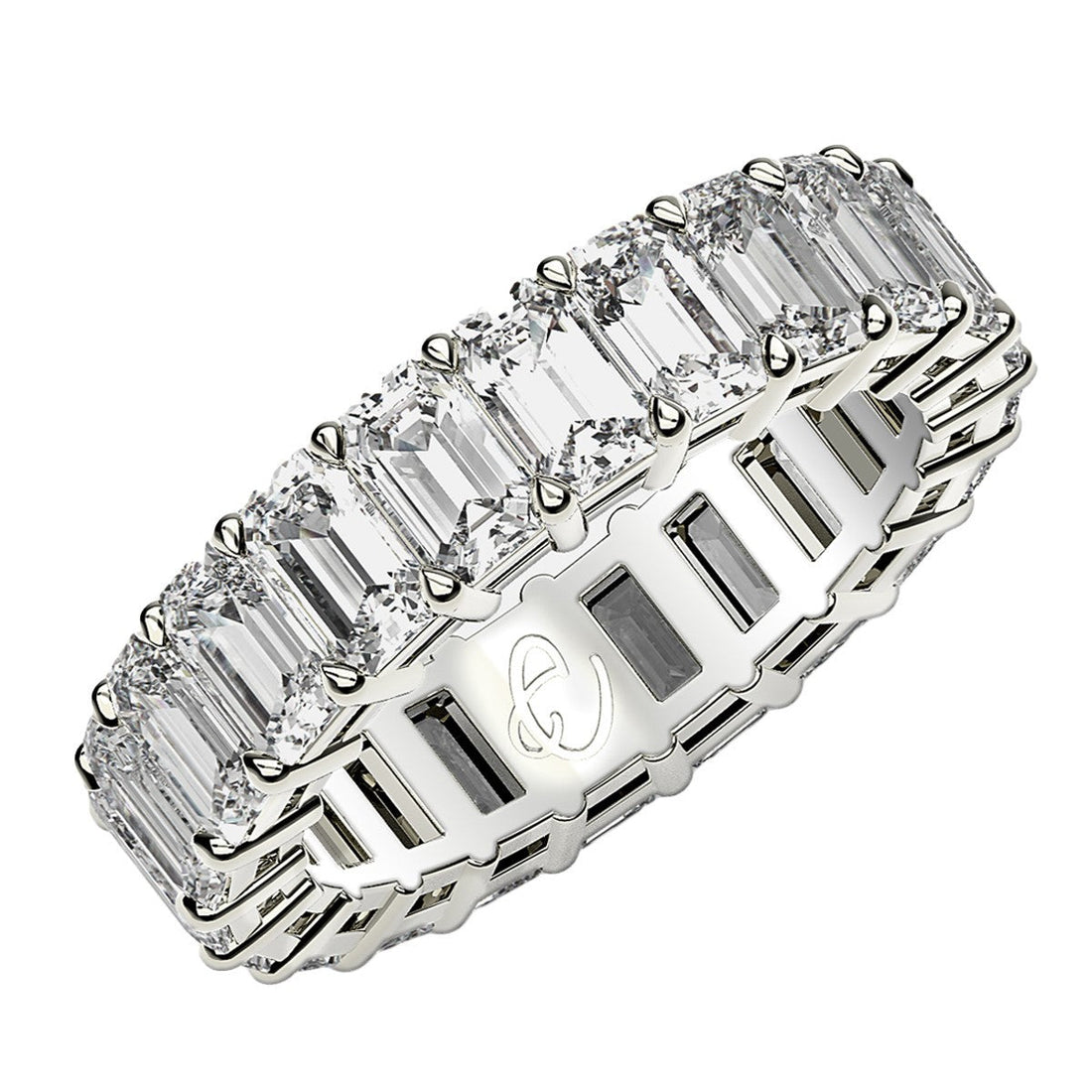 Emerald Cut Lab Grown Diamond Eternity Ring in 14k White Gold (4 cttw FG/VS2) by Bids.com