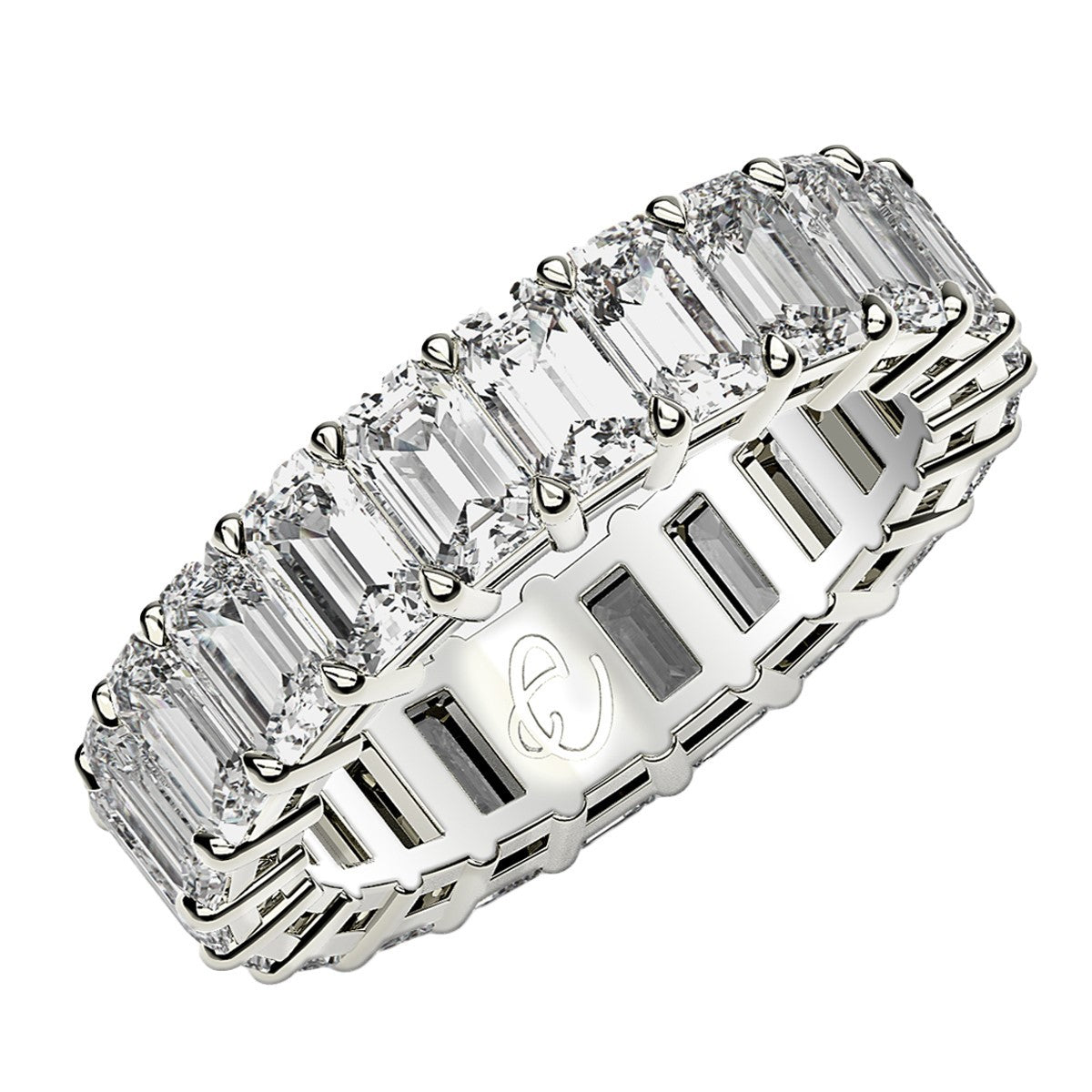 Emerald Cut Lab Grown Diamond Eternity Ring in 14k White Gold (4 cttw FG/VS2) by Bids.com