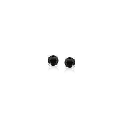 14k White Gold Black 3mm Faceted Cubic Zirconia Stud Earrings  DestGlow