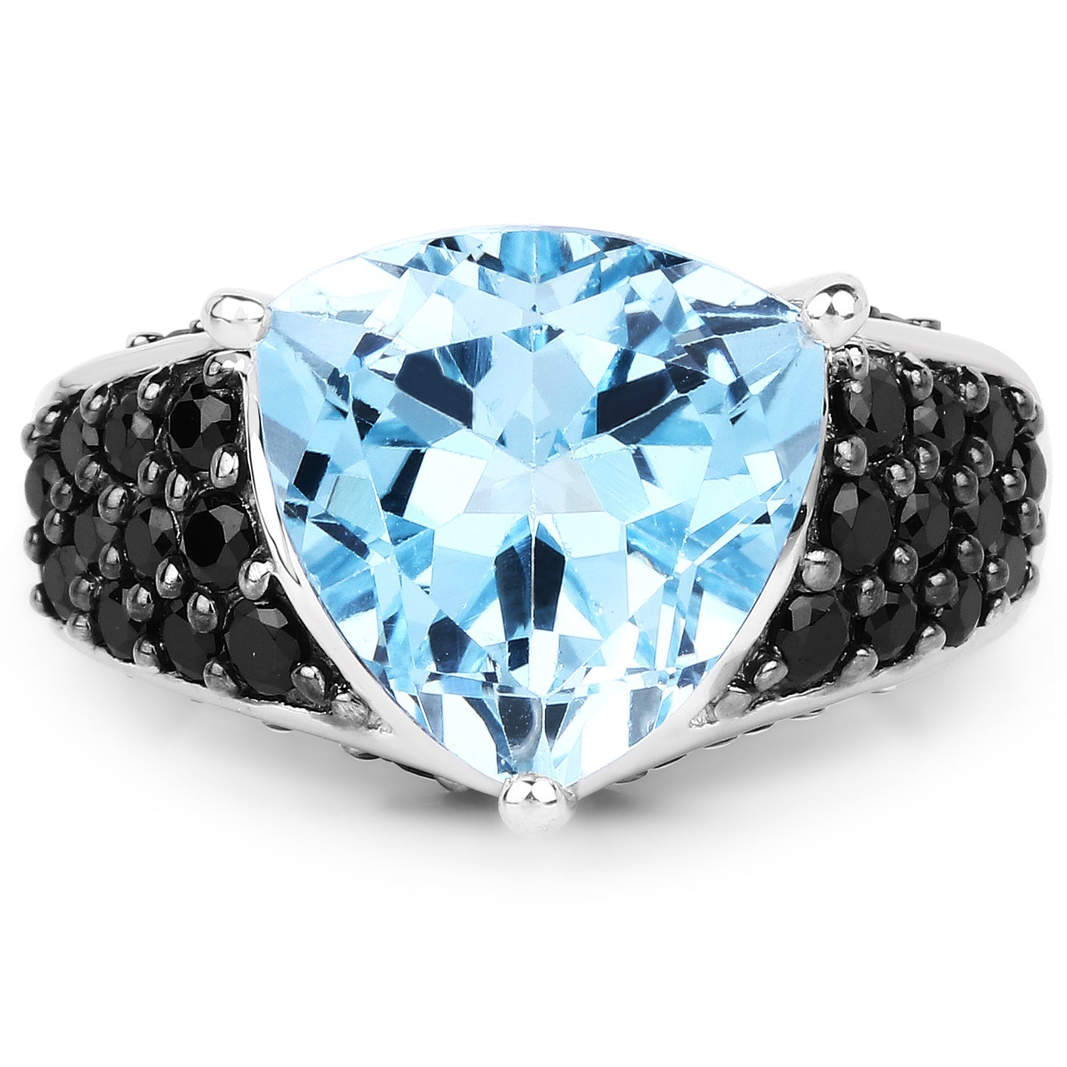 5.49 Carat Genuine Blue Topaz and Black Spinel .925 Sterling Silver Ring by Bids.com
