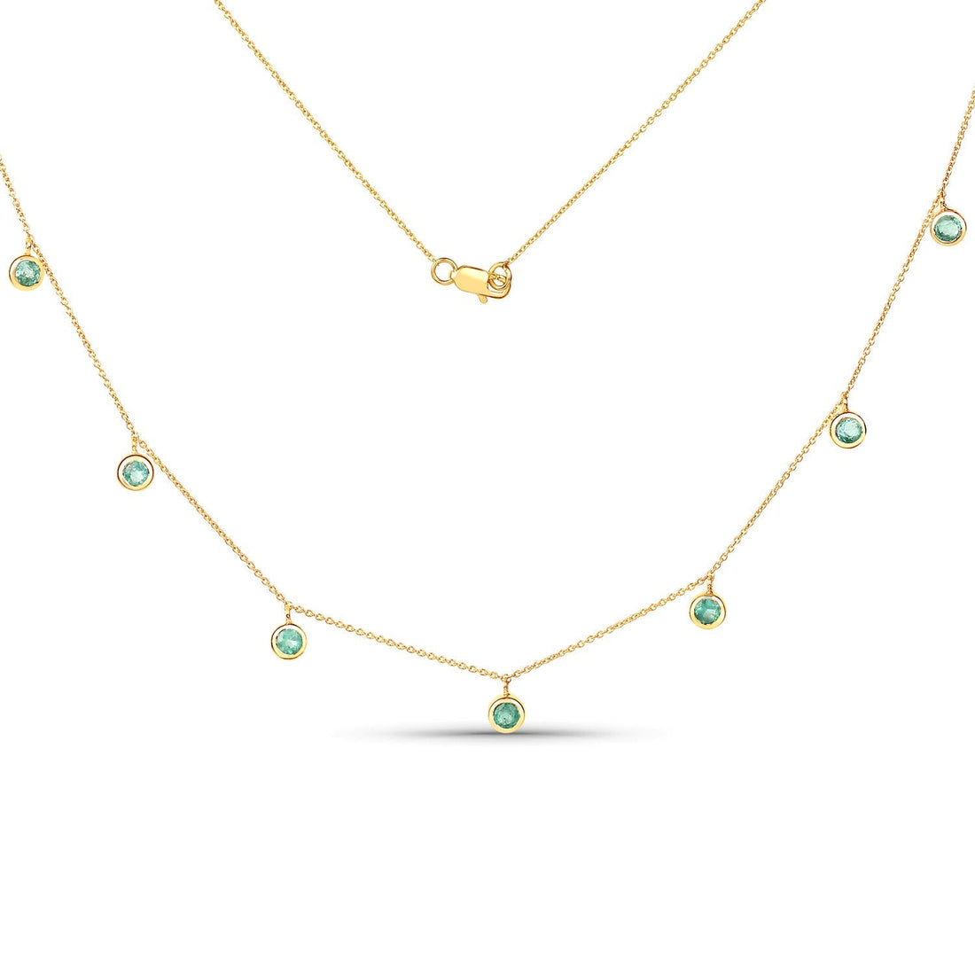 0.90 Carat Genuine Zambian Emerald 10K Yellow Gold Necklace  DestGlow